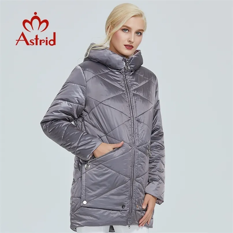 Astrid Winter Jacket Mulheres Contraste Cor Tecido À Prova D 'Água com Design Cap De Grosso Roupas De Algodão Quente Parka AM-2090 210923