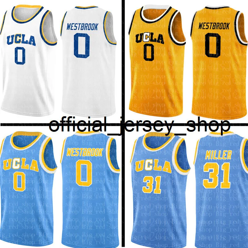 UCLA Russell 0 Westbrook Reggie 31 Miller Jersey College College NCAA University Mens дешево оптом баскетбол трикотажные изделия вышивка