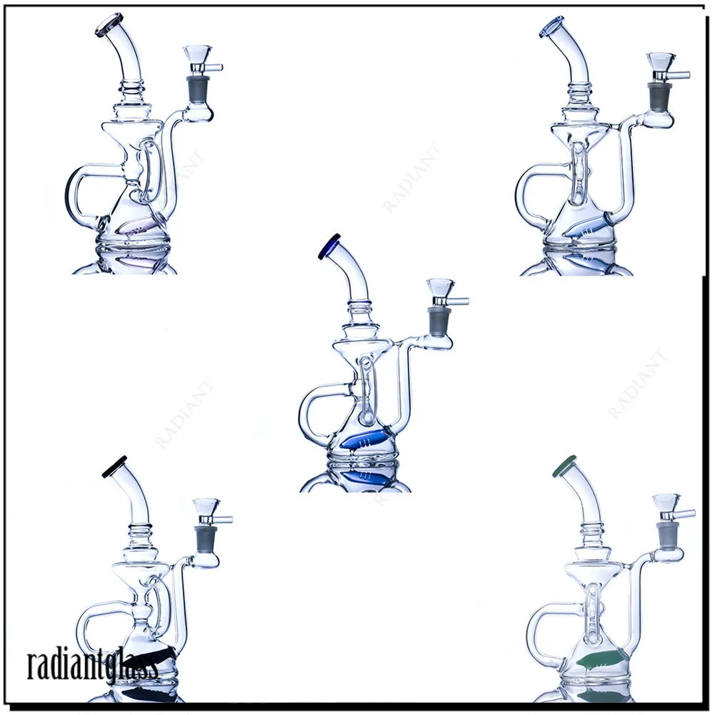 Recycler Vidro Bongo Rigún Óleo de Cachorro Percácido de Água Bongo Dab Rigs Fino Cintura Espessa Tubulação de Água Bubbler 7.9 polegadas 14mm articulação