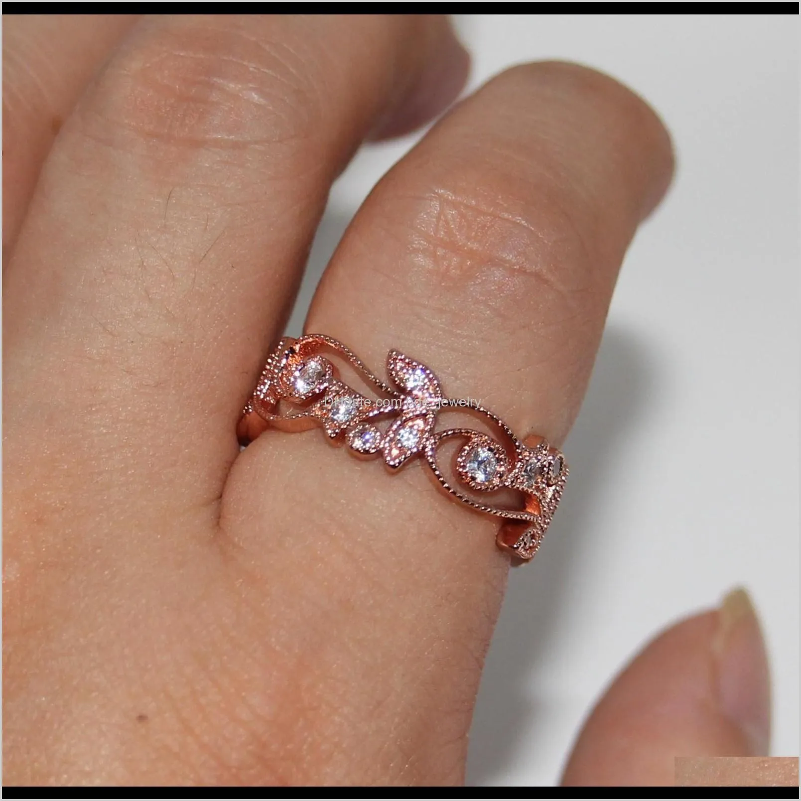 size 5-10 luxury jewelry 925 sterling silver rose gold plated white sapphire cz diamond gemstones women wedding engagement flower ring