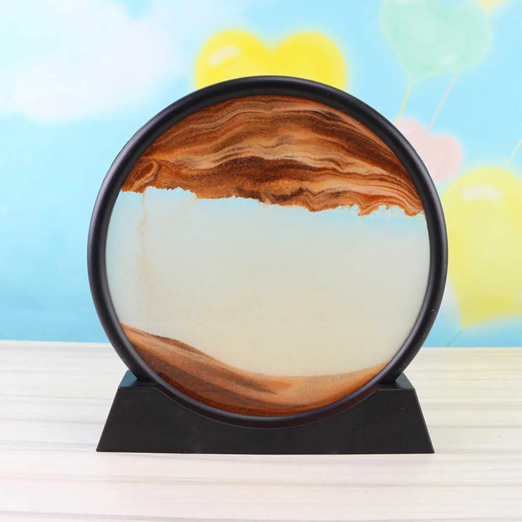 Tableau De Sable Mouvant 3D Avec éclairage LED - Décoration Relaxante Pour Bureau Ou Maison, 7 Couleurs