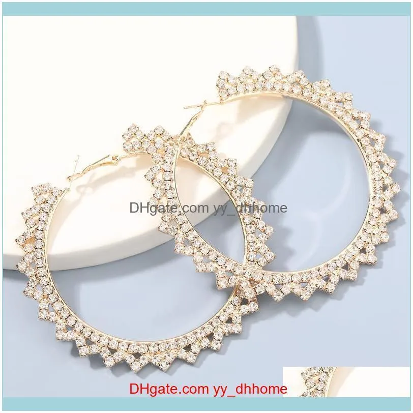Design Sparkling Rhinestone Big Ear Hoop Women`s Earrings Jewelry Ladies Fashion Accessories & Huggie