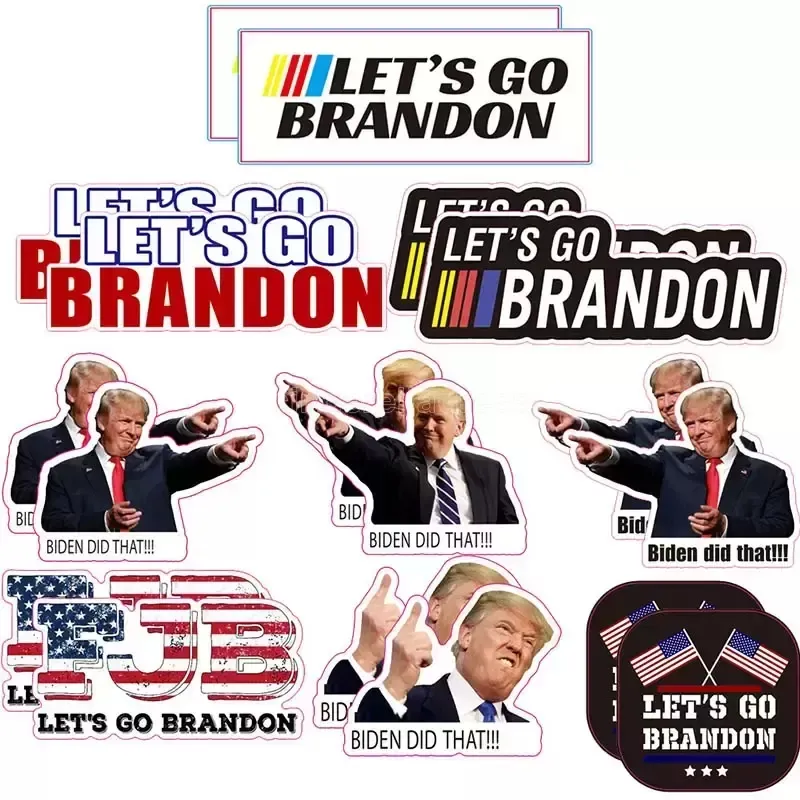 Suministros de favor de fiesta Let's Go Brandon Flags Etiqueta para el coche Trump Prank Biden PVC Pegatinas FY3364