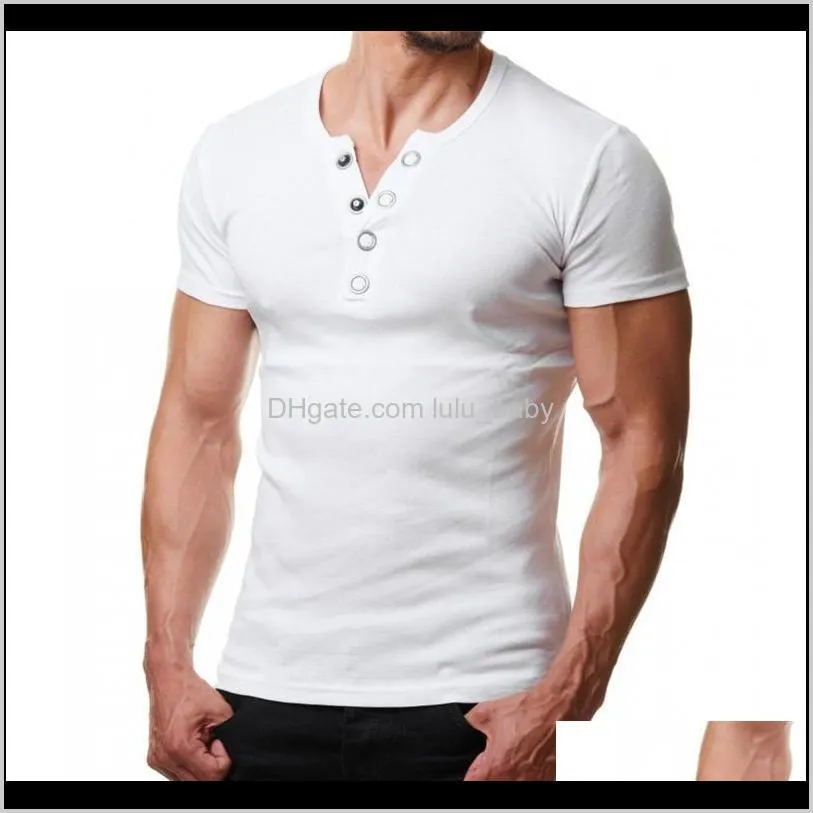 henley t shirt men 2019 summer fashion v neck short sleeve tee shirt homme casual slim fit metal button design mens t-shirts xxl