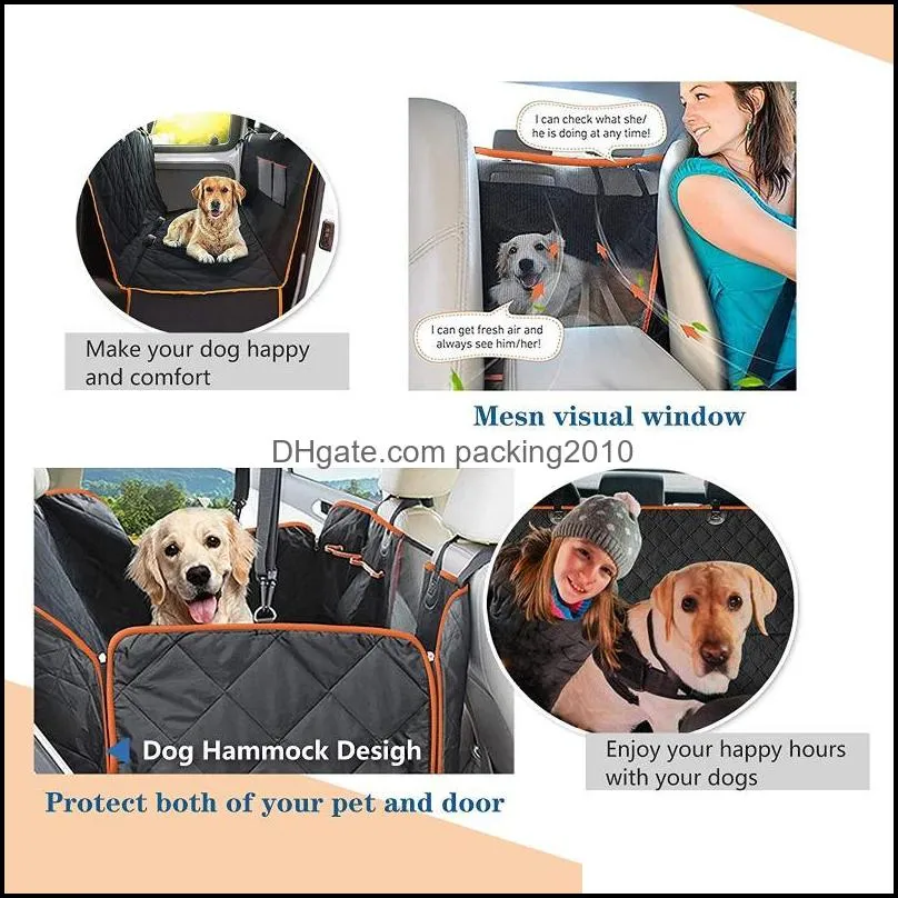 Dog Car Seat Cover Waterproof Pet Transport Dog Carrier Car Backseat Protector Mat Hammock For Small Large Dogs