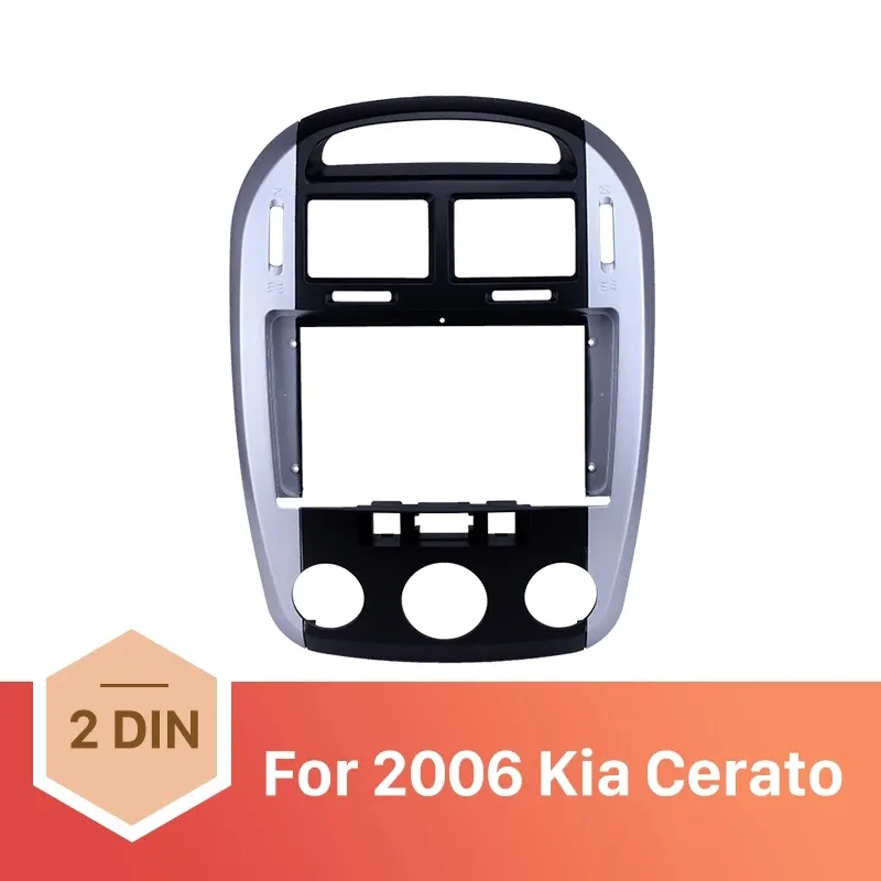 2006 Kia Cerato Audio Dash Trim Fasciaパネルキットのための2dinカーラジオフレーム9インチシルバーフレーム9インチシルバーフレーム