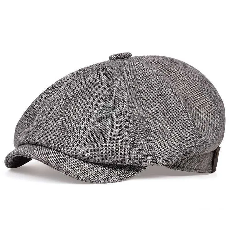 Cappello da strillone casual da uomo nuovo Primavera e autunno Berretto retrò sottile Moda selvaggio unisex Cappelli ottagonali selvaggi Berretti Berretti di cotone Jamont