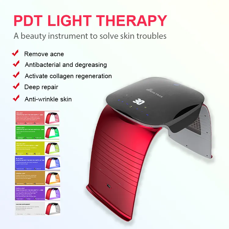 PDT LED-lichte huidverjonging Acne Behandeling Spa Gebruik Gezichtsschoonmachine
