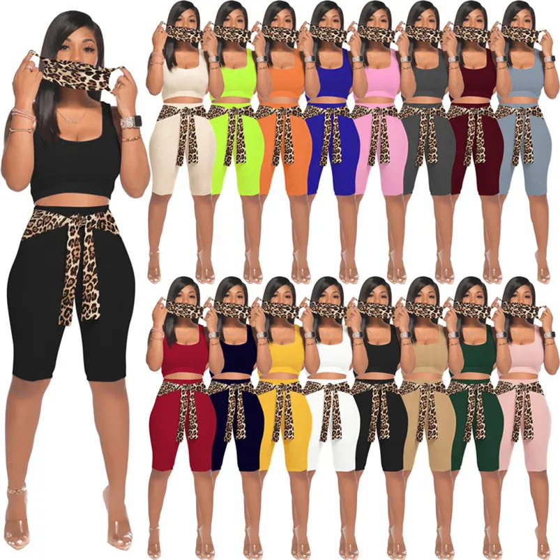 Kvinnors Tracksuits Tank Top Outfits Två Piece Set Kvinnor Sommar Kläder Shorts Casual Ärmlös Sportkläder Sport Suit Sälj KLW6273