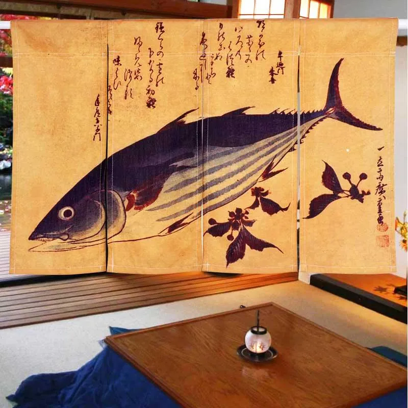 Zasłona zasłona japońska partycja drzwiowa dekoracja tuńczyka wisząca kuchnia restauracja połowa NOEN