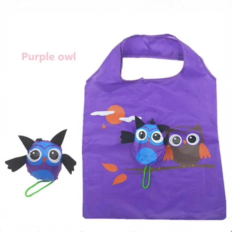 Cute Cartoon Owl Reusable Shopping Bag Travel Foldable Grocery Bags Tote Handbag Eco-Friendly Kitchen Organization Storage Bags