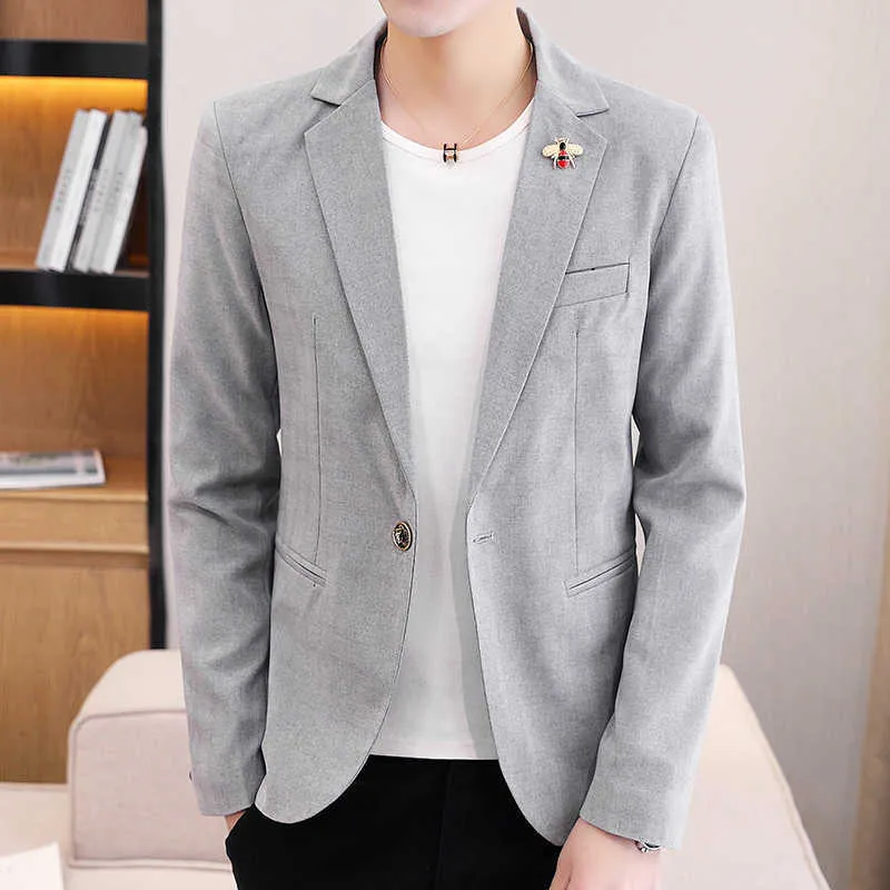 Spring Autumn Men Blazers Business Casual Suit Jacket Korean Slim Solid Colors Streetwear Social Coats Costume Homme 210527