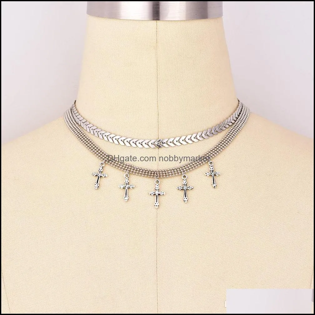 Fashion Cross Statement Necklace Women Choker Jewelry for chain Necklace Gifts