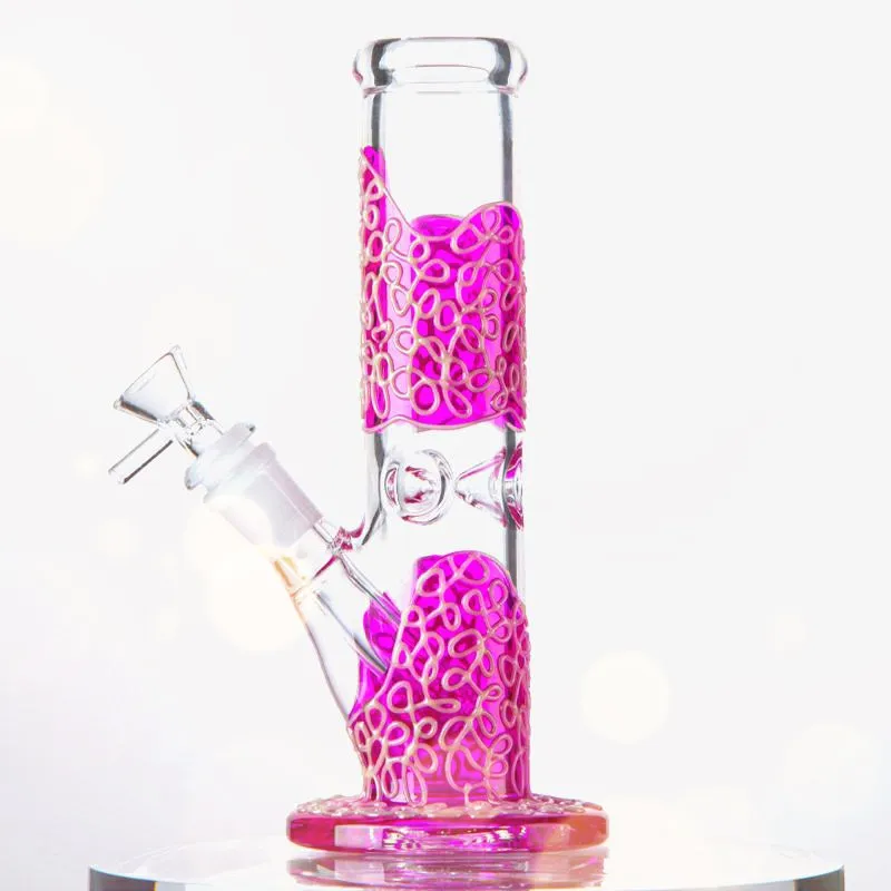 Heady Handwork Hookahs Glass Bong Straight Perc Oil Dab Rigs 18mm Female Joint Water Pipes Diffused Downstem Bowl 5mm Thick Glow In The Dark.
