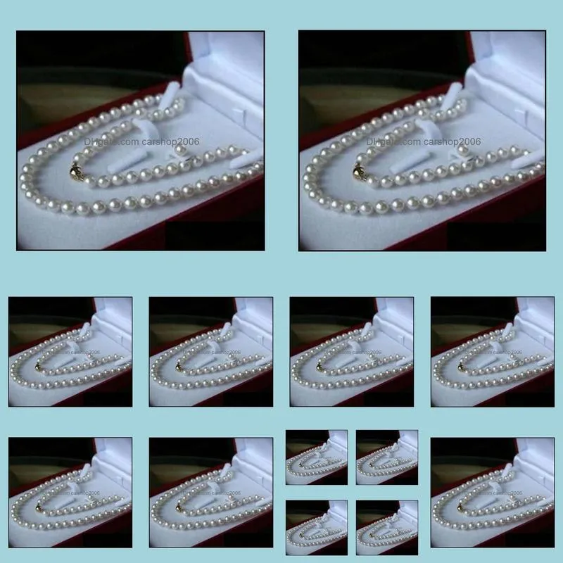 8mm White South Sea Shell Pearl Necklace 18inch+ Earring Set