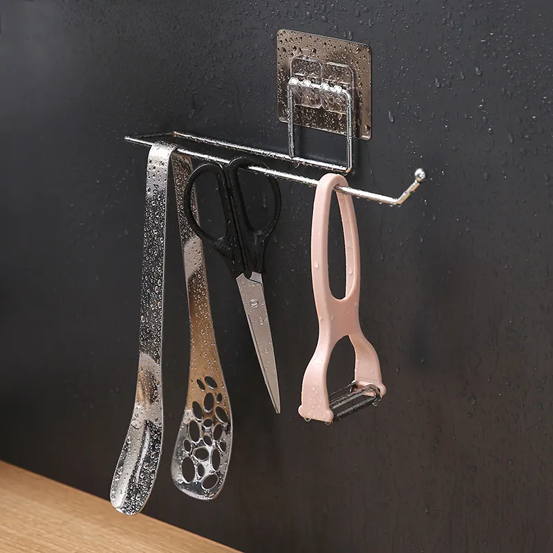 Stainless Steel Self Adhesive Hanging Toilet Paper Holder Bathroom Towel Kitchen Cabinet Roll Paper Rack Holders Home Wall Storage Racks JY1014