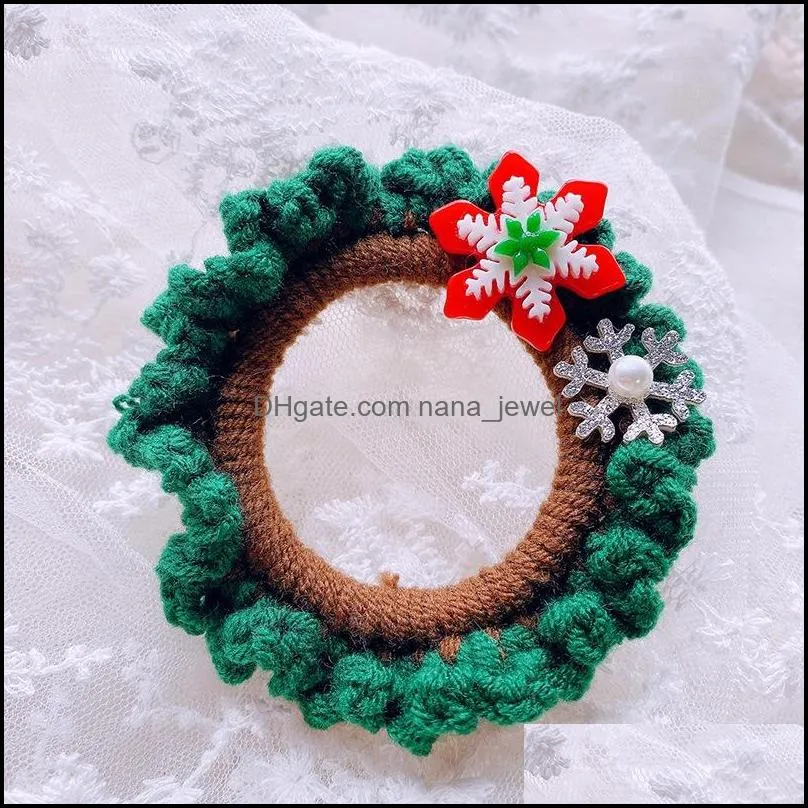 Hd8557 series. Hand Crocheted Christmas tree hairball Snowman side clip hairpin Sequin snowflake circle sprouting