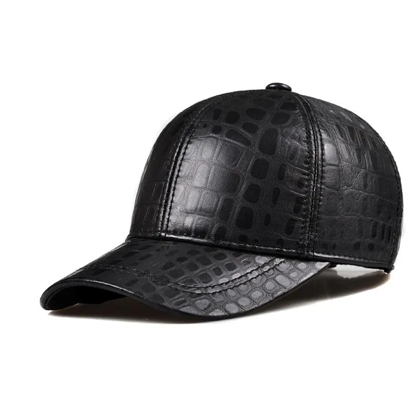 Berretti 2021 berretto da baseball in vera pelle da uomo cappello in pelle bovina nera Snapback uomo regolabile autunno inverno veri cappelli con visiera