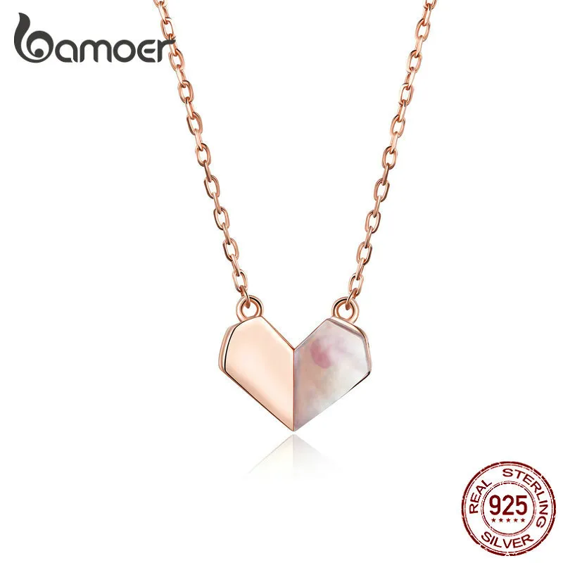 Bamoer – collier ras du cou en forme de cœur flottant pour femmes, chaîne courte en argent Sterling 925, bijoux de couleur or Rose SCN330