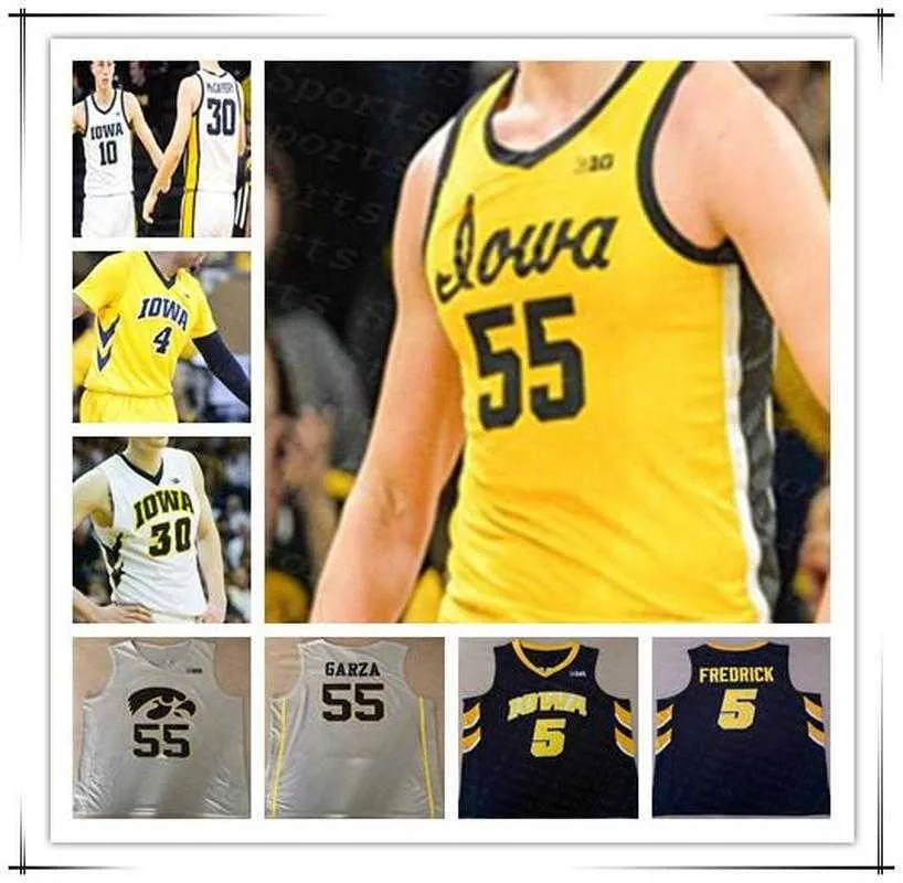 Custom Iowa Hawkeyes 2021 College Basketball Jersey LUKA GARZA JOE TOUSSAINT BOHANNON CJ FREDRICK JOE WIESKAMP CONNOR MCCAFFERY PEMSL 4XL