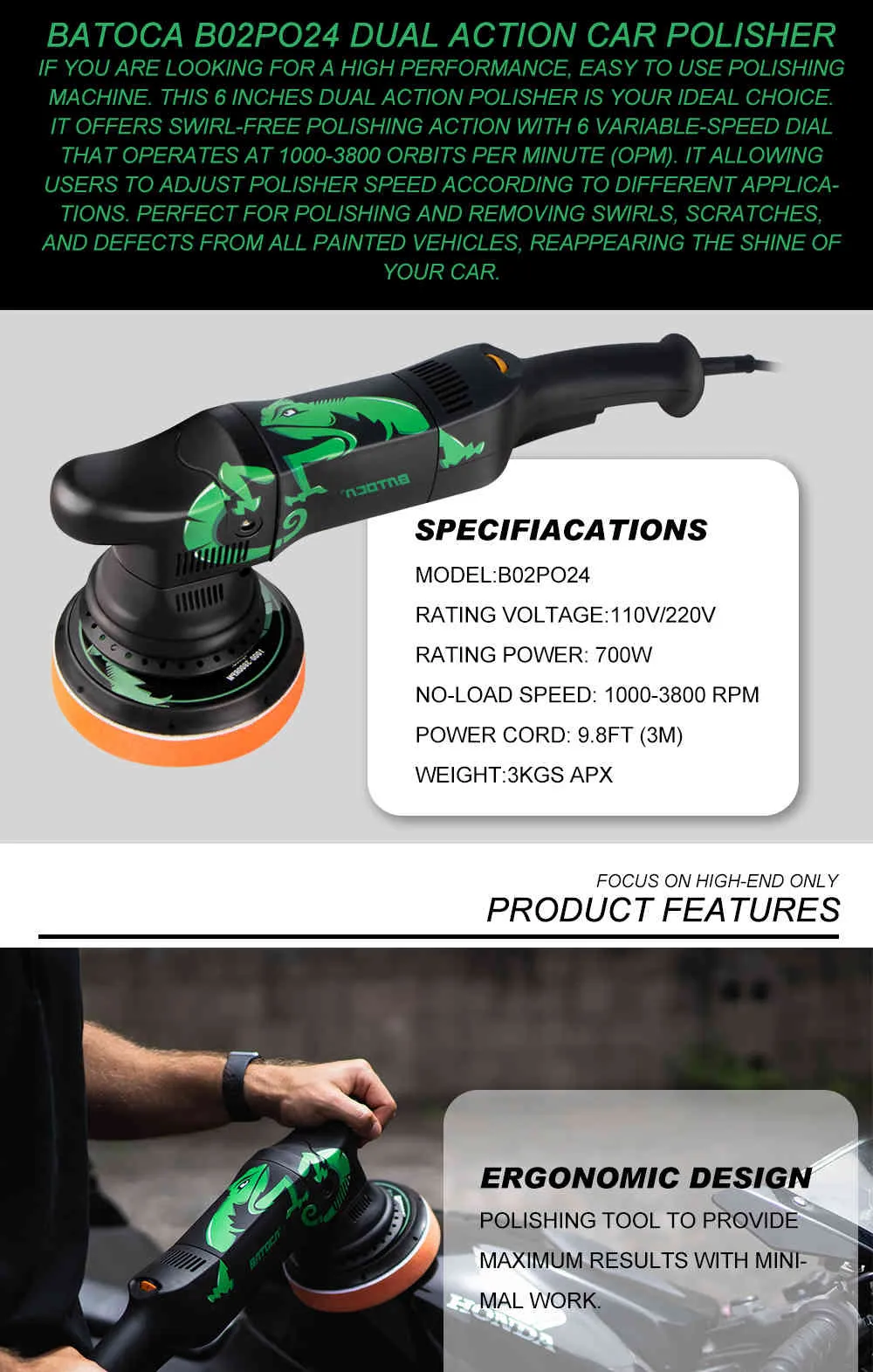  BATOCA Dual Action Polisher, Car Buffers and Polishers