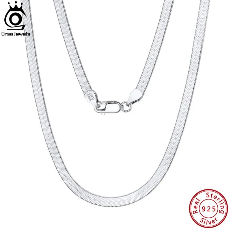 Correntes orsa jóias 925 prata esterlina 4,5mm flexível flat herringbone cadeia colar para homens mulheres punk serpente pescoço jóias sc35