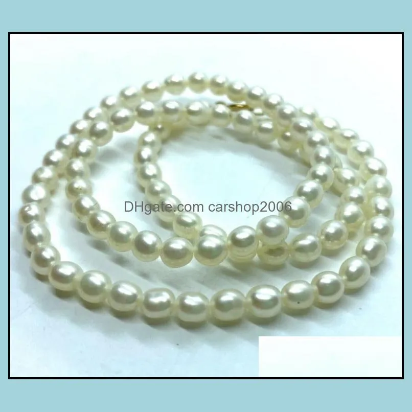 8-9mm White Natural Pearl Beaded Necklace 18inch 14k Gold Clasp Women`s Gift Jewelry