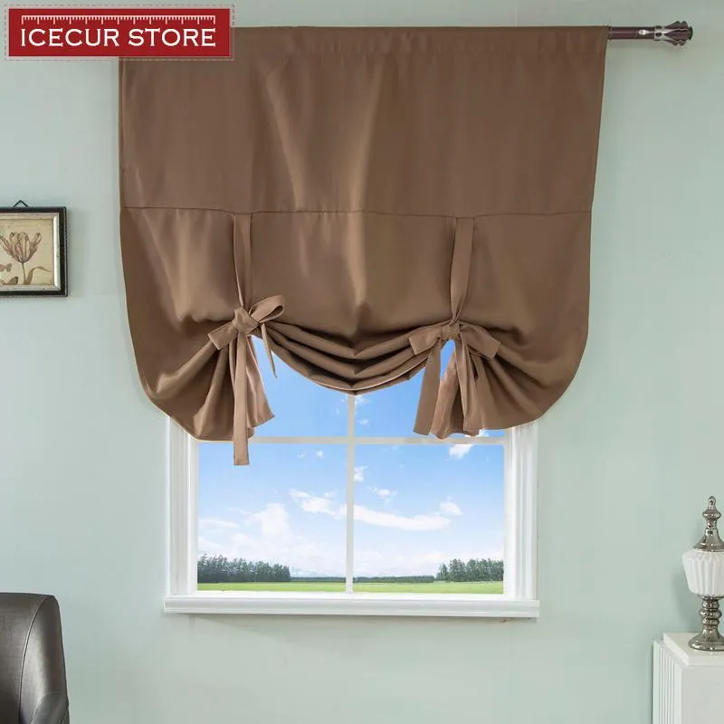 Curtain & Drapes ICECUR Kitchen Short Curtains Thicken Fabric Roman For Living Room Window Treatment Door Blackout Home Decor