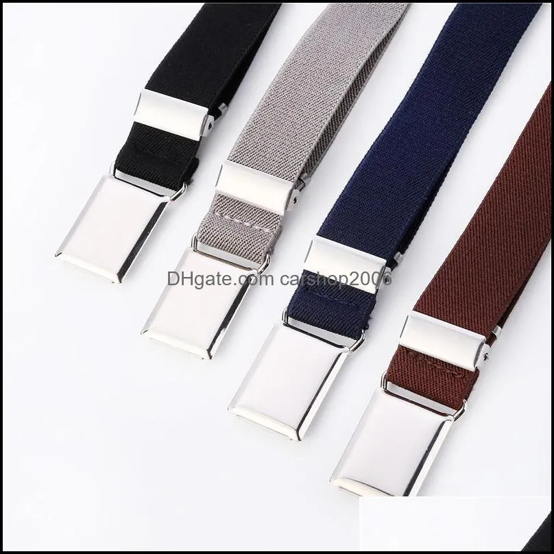Boys and Girls Children`s Buckle Belt - Adjustable elastic children`s silver buckle belt,