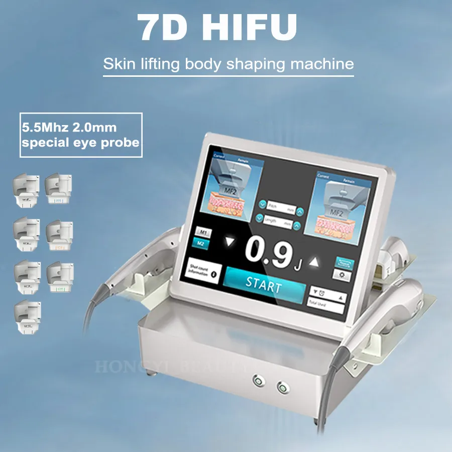 Profissional 7D Hifu Hifu Focado de Alta Intensidade Hifu Face Hifu Levantando Máquina MMFU MMFU com 7 cartuchos para o corpo
