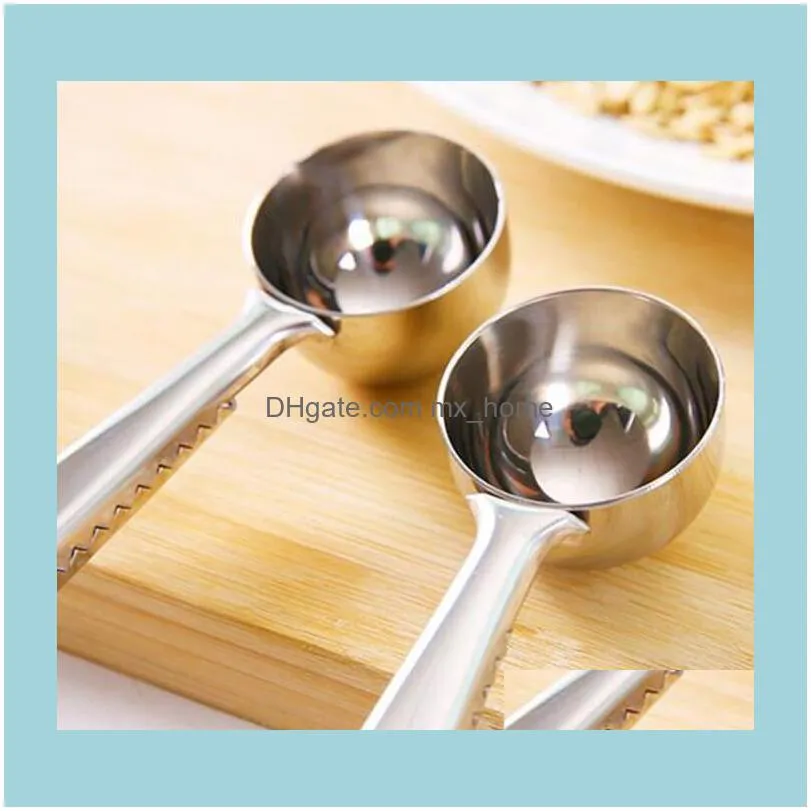 Stainless Steel Coffee Scoop Multifunction Spoon Sugar Scoop Clip Bag Seal Measuring Clamp Spoons Portable Food Kitchen Tool Supplies