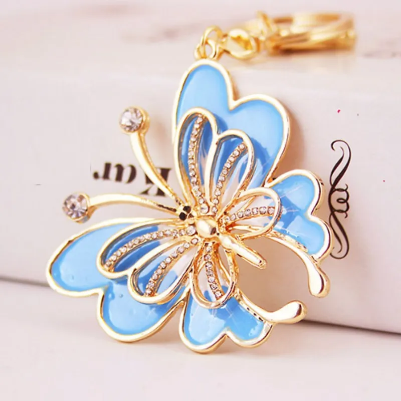 Bling Bling Crystal Keychains Butterfly Pendant Metal Keychain Insects Butterfly Catena portachiavi in ​​metallo Portachiavi Regalo