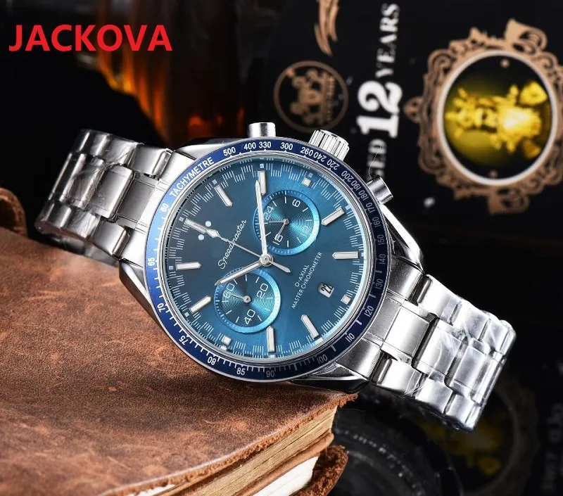 Mens Multi Functional Famous Watches Stainless steel strap Japanese movement Quartz Wristwatches Super Luminous Women Watch Montre270L