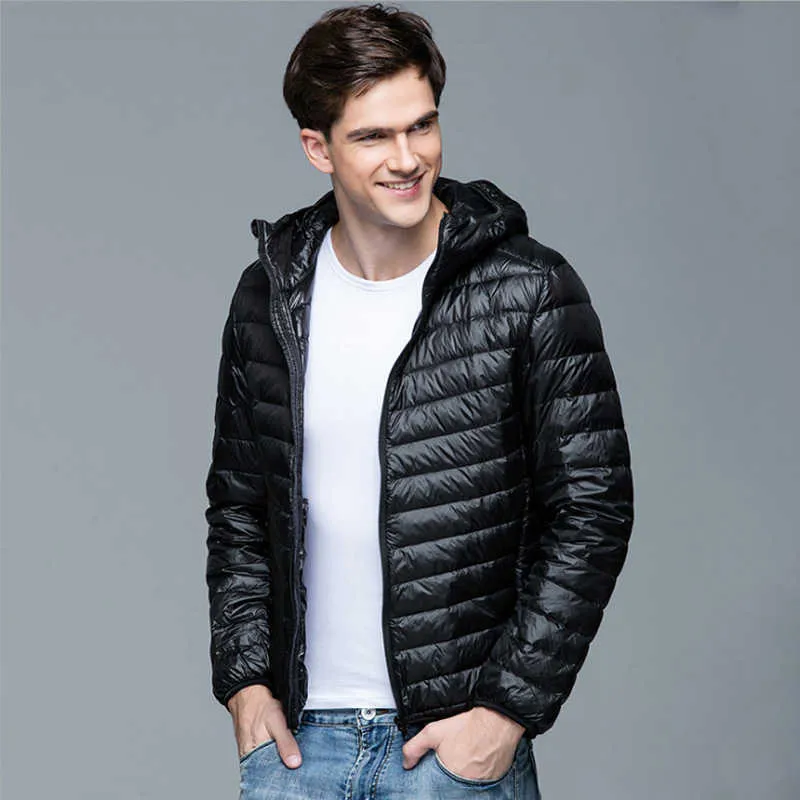 Hommes hiver manteau à capuche blanche de canard blanc vestes plus taille ultralight down manteau portable mince marquas 211015