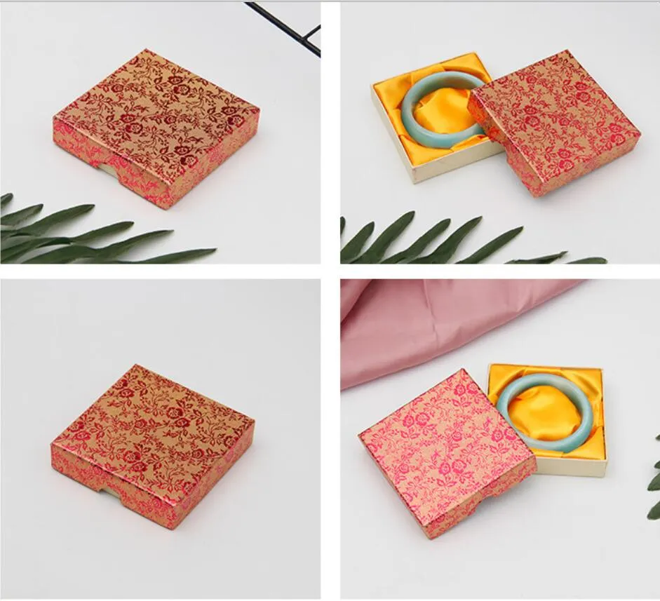 J￳ias de embalagem de caixas J￳ias de exibi￧￣o 9 x 9 x 2,5cm Caixa de pulseira quadrada Caixa de j￳ias Rose Presente Presente de estojo JLLGVC