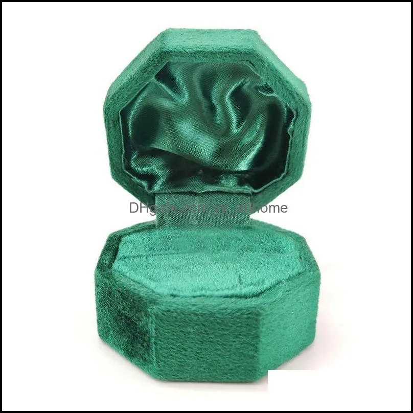 Jewelry Pouches, Bags Antique Octagon Velvet Ring Box Single Display Holder With Lid For Wedding Ceremony K3ND