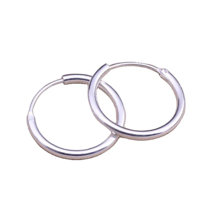 Aro de ouvido 925 Sterling Silver Circle Loops Brincos 14mm 16mm 18mm 20mm orelhas perfuradas jóias para homens e mulheres