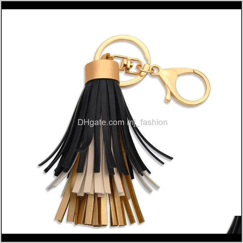 new arrival leather tassel key chain high quality high-grade alloy chain three layers tassel key ring fashion popular party ornaments