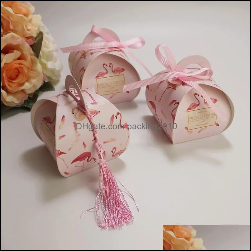 Gift Boxes Wedding Favors Bags Party Supplies Candy Chocolate Paper Box Packaging With Tassels And Ribbing Package Decoration Wrap