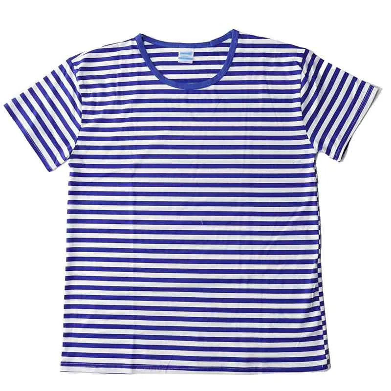 Rosyjska ZSRR Radziecka wojskowa armia T Shirt Mężczyźni Stretch VDV Navy Airbone Striped Krótki Rękaw Tshirt Telnyashka Topy Lato Y0322