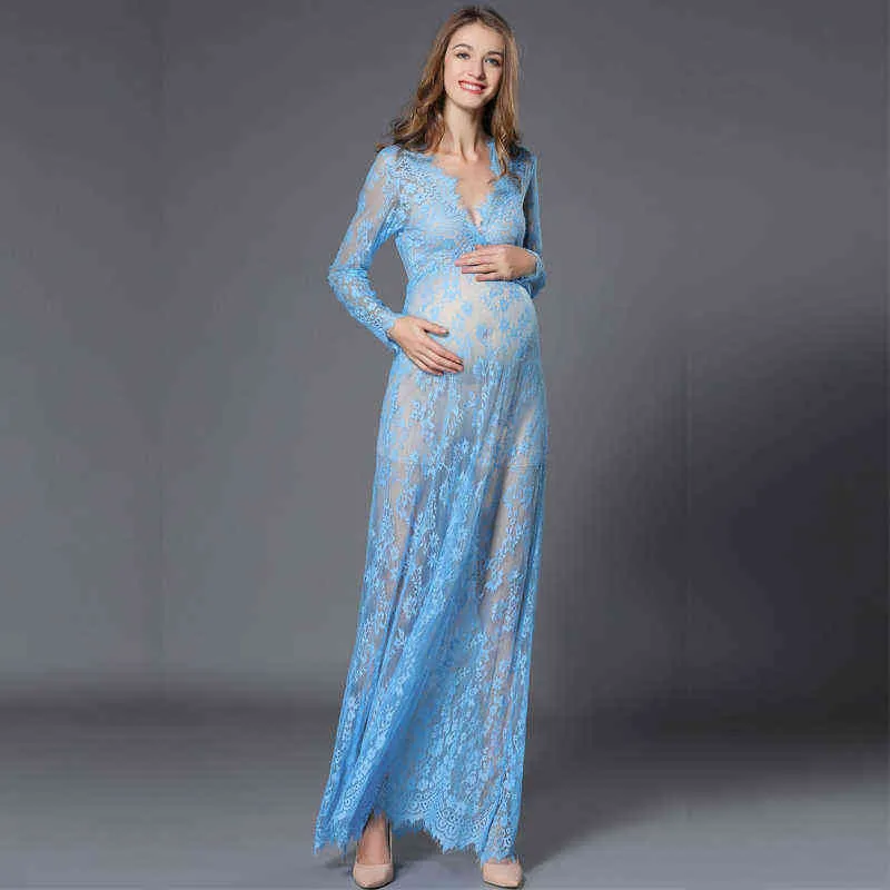 Maternidad Fancy Lace Vestido de maternidad Disparo Foto Vestido de verano Mujeres embarazadas Maternidad Fotografía Accesorios Maxi Vestidos G220309