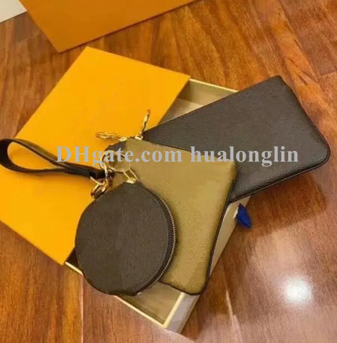 Borsa a mano da donna Custodia cosmetica scatola originale lettere di alta qualità pochette tre in un portafoglio