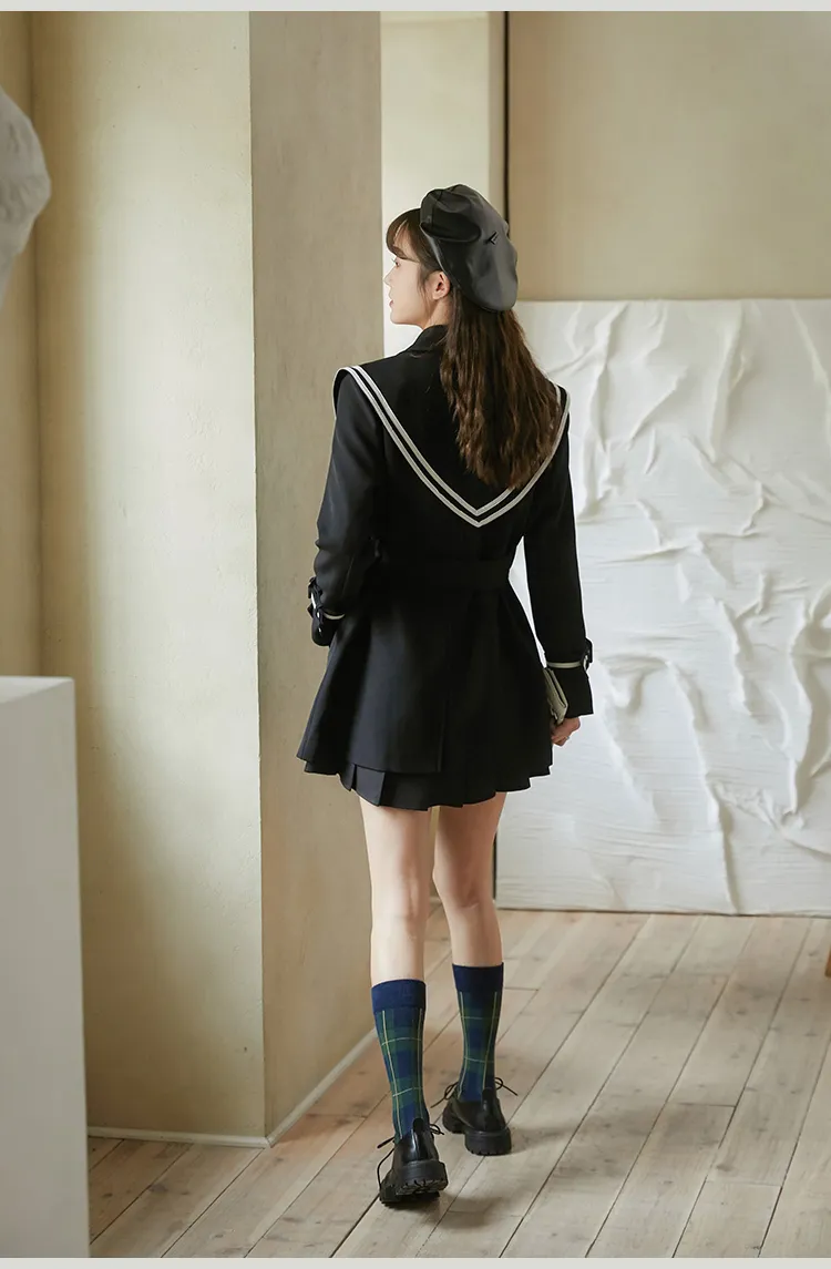 Sailor Collar Double Breasted Trench Coat For Women  From Bai01