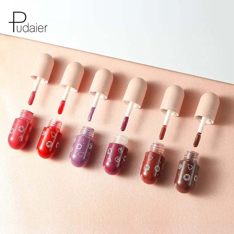 2021 Pudaiers Non-Sticky Cup Non-Fading Lip Gloss 25 Färger Spegel Vatten Skimrande Mini Capsule 4,5 ml