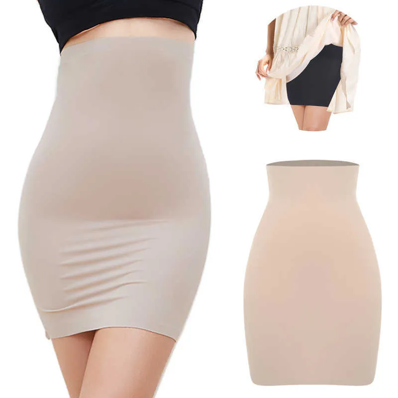 Hög midja mage kontroll slips kvinna sömlös bantning halv glida underkläder shapewear body shaper underdress petticoat shapers