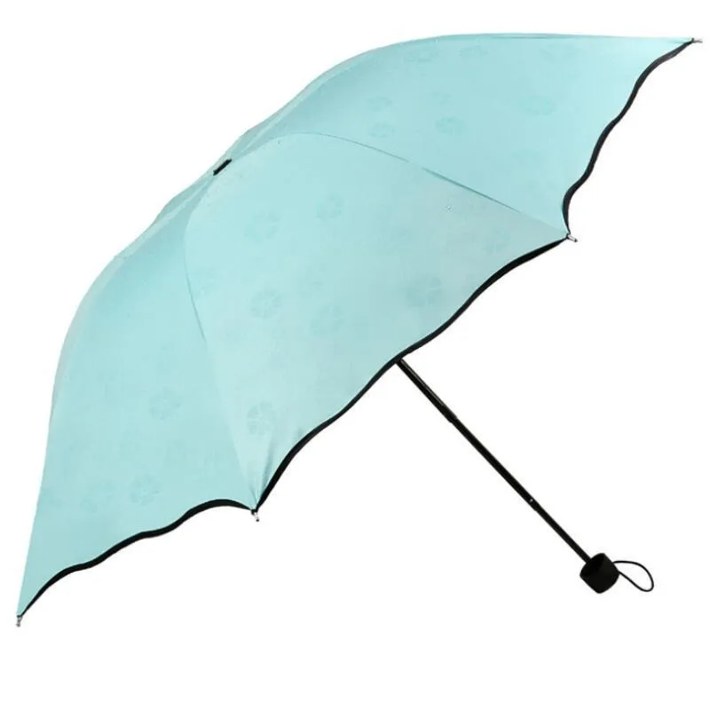 3-vikta dammtäta anti-UV-paraplyer Solskydd Paraply Magic Flower Dome Sunscreen Portable