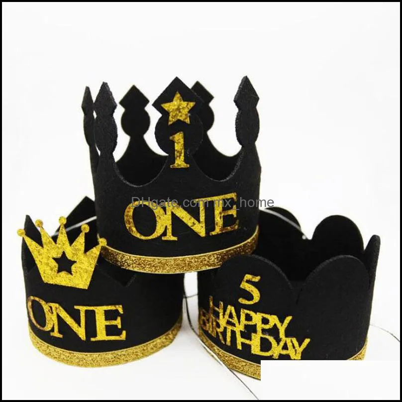 Party hat 1Pc Anniversary Hats Decor Cap A First Princess Boy Crown 1st 2nd 3rd Year Old Decorations 0811