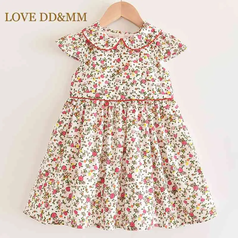 LOVE DD&MM Girls Dresses Summer Girl Clothing Fresh Floral Temperament lapel dress 210715