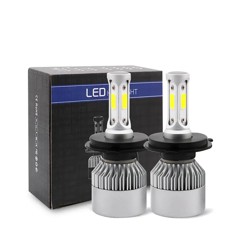 1pair 72W LED H1 H3 H7 H4 H13 H13 H11 9004 880 9007 Auto S2 سيارة المصابيح الأمامية 8000LM 6500K لمدة 9V إلى نطاق الإضاءة 36V 200M.