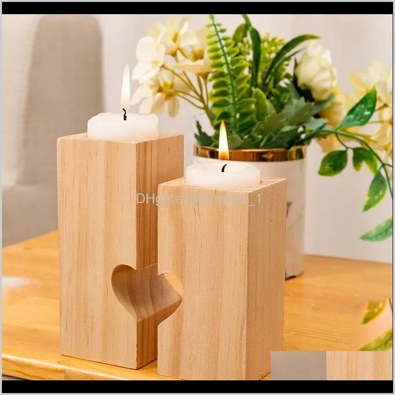 wooden tea light candle holder heart hollowed-out candlestick romantic table decoration for home birthday party wedding decoration